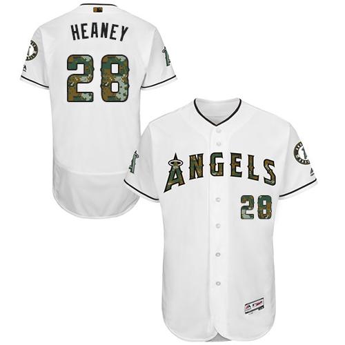 Angels of Anaheim #28 Andrew Heaney White Flexbase Authentic Collection Memorial Day Stitched MLB Jersey